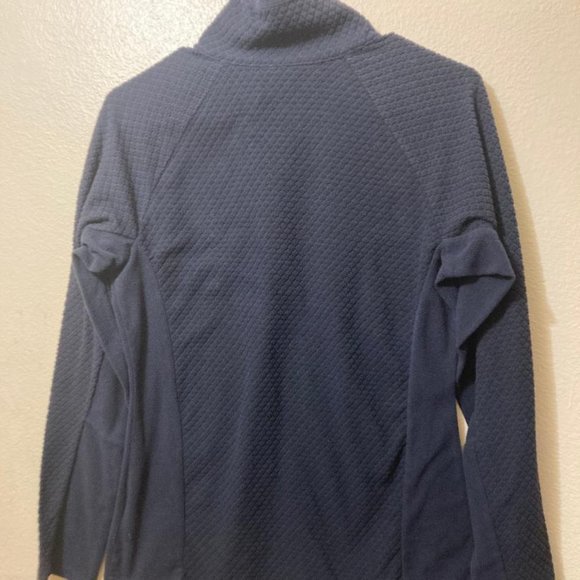 Columbia Women’s Black Waffle Knit 1/4 Zip Fitted Lightweight Sweatshirt Medium - Picture 2 of 5